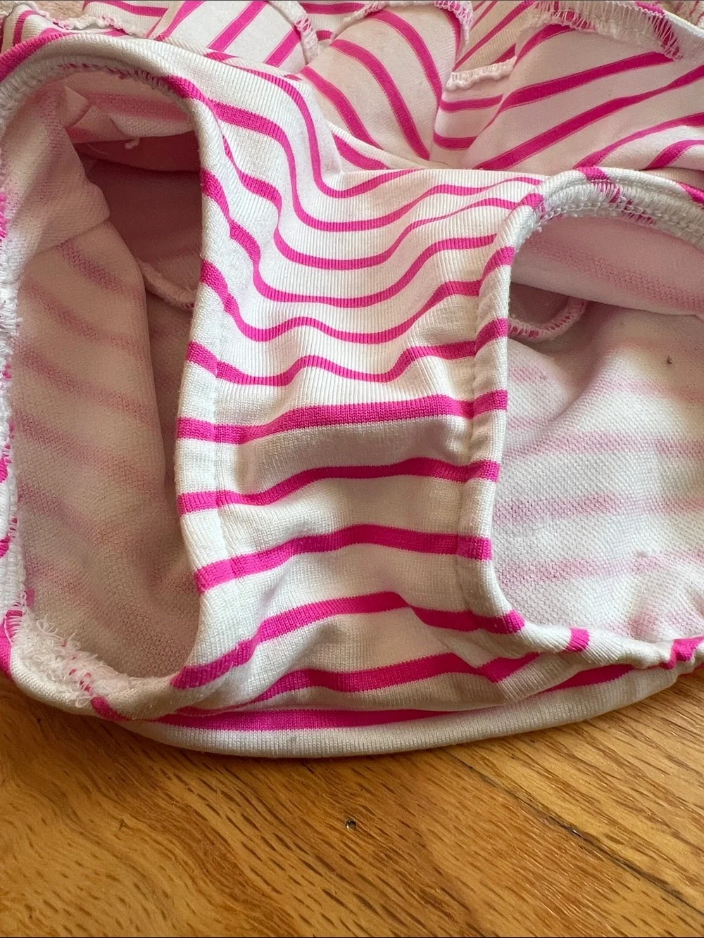 Florence Eiseman Pink Stripe Peplum Swimsuit with Strawberry Girls 12 Months